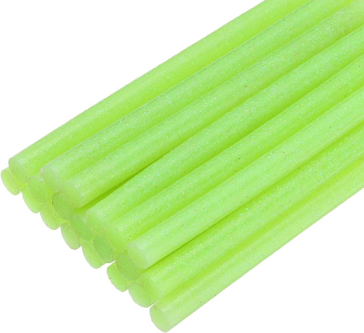 SnelShoppen - 20 Stuks Lijmpennen voor Lijmpistolen, 100 mm x 7 mm, Geschikt voor Creatieve Klussen, Verzegelen, Glittergroen, EVA Materiaal