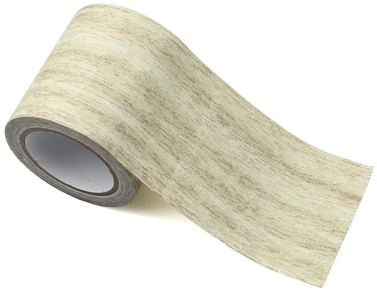 SnelShoppen - Wood Effect Plakband Waterproof Houtnerf Vloer Reparatietape 8cm x 4.57m Lichtgrijs Imitatie Hout voor Meubel en Kast