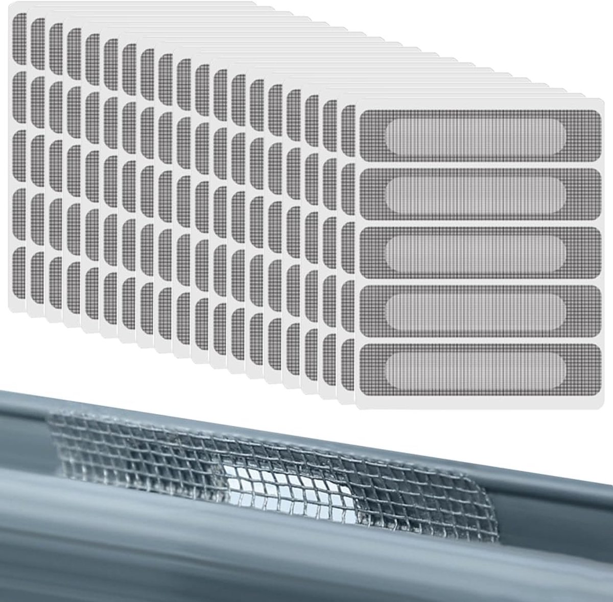 SnelShoppen - 100-Piece Vliegenhor Reparatieset - Insectennet, Zelfklevende Vliegenhor, Muggennet, Kwaliteits PU Materiaal, Grijs, Ideaal voor Raam en