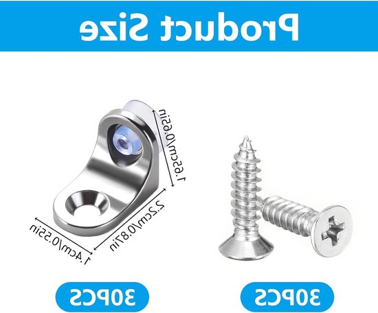 Set van 30 Inlegplanksteunen met 30 Schroeven voor Keukenkastjes, Boekenkasten en Meubels, Universele Plankondersteuning van Zinklegering — afbeelding 5