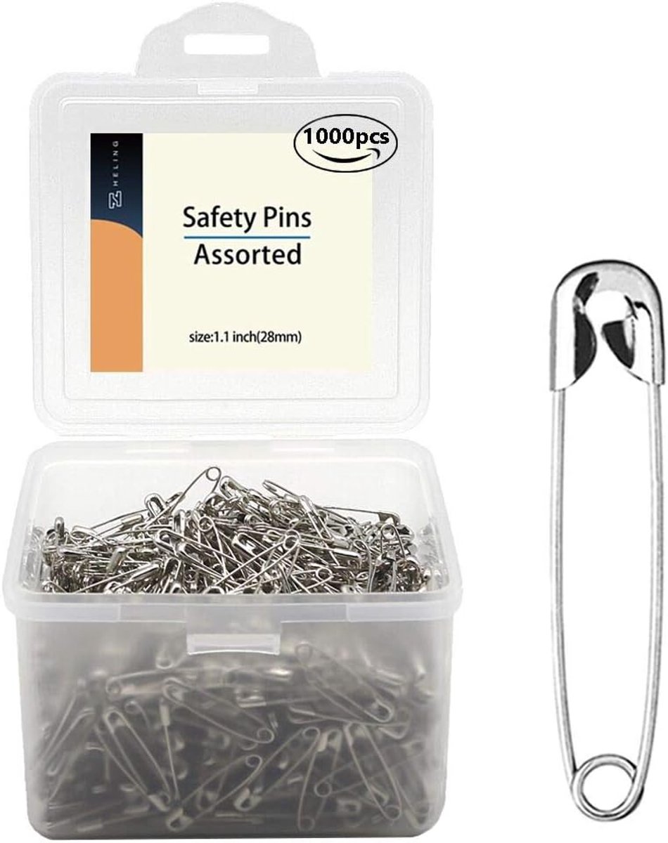 SnelShoppen - 1000 Stuks Veiligheidspinnen Clips - 1.1 Inch (28mm) Assortiment - Extra Sterk Materiaal - Ideaal voor Naaiaccessoires, Feesten, Camping