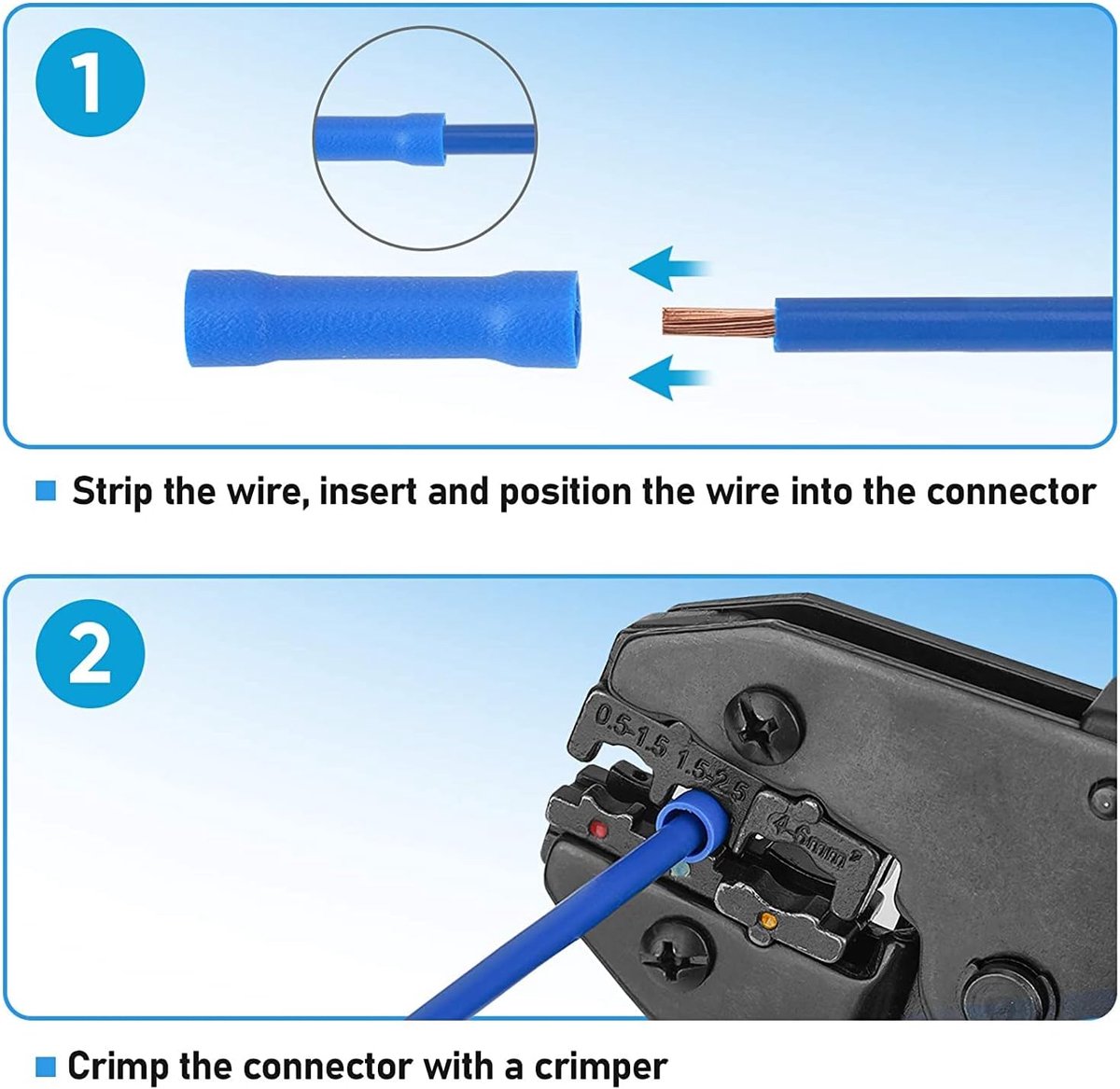 SnelShoppen - 200pcs Elektrische Verbinders, Crimp Sleeves, Isolerende Elektrische Lugs, Rechte Crimp Terminals, Auto Kabel Crimp Connectors - Rood, G