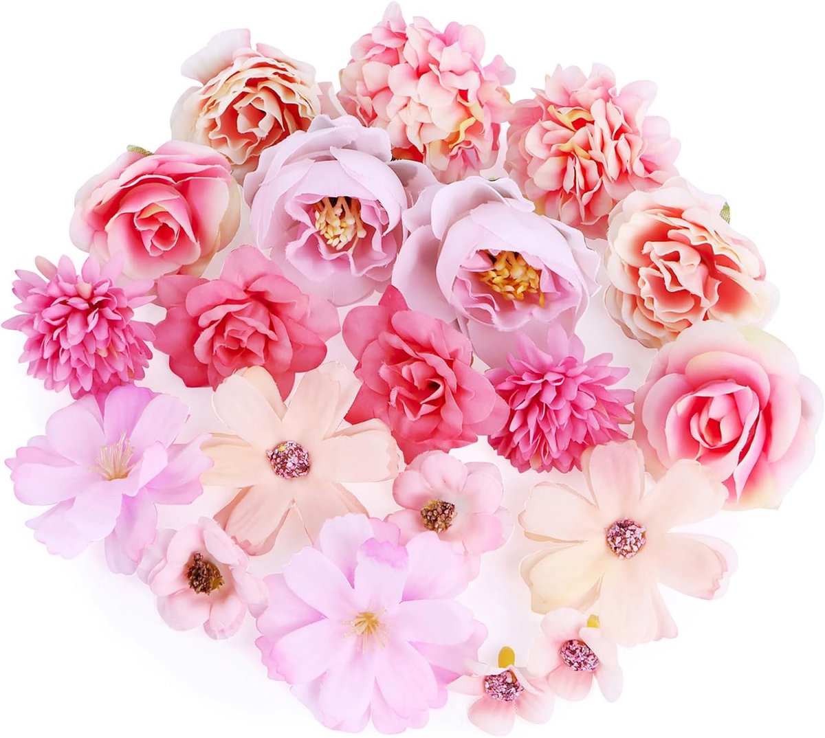 SnelShoppen - Kunstbloemen voor Decoratie, Zachte Stof Bloemen, Decoratieve Kunstbloemen voor Thuis, Bruiloft, Slingers, Scrapbooking, Creatief, Set v