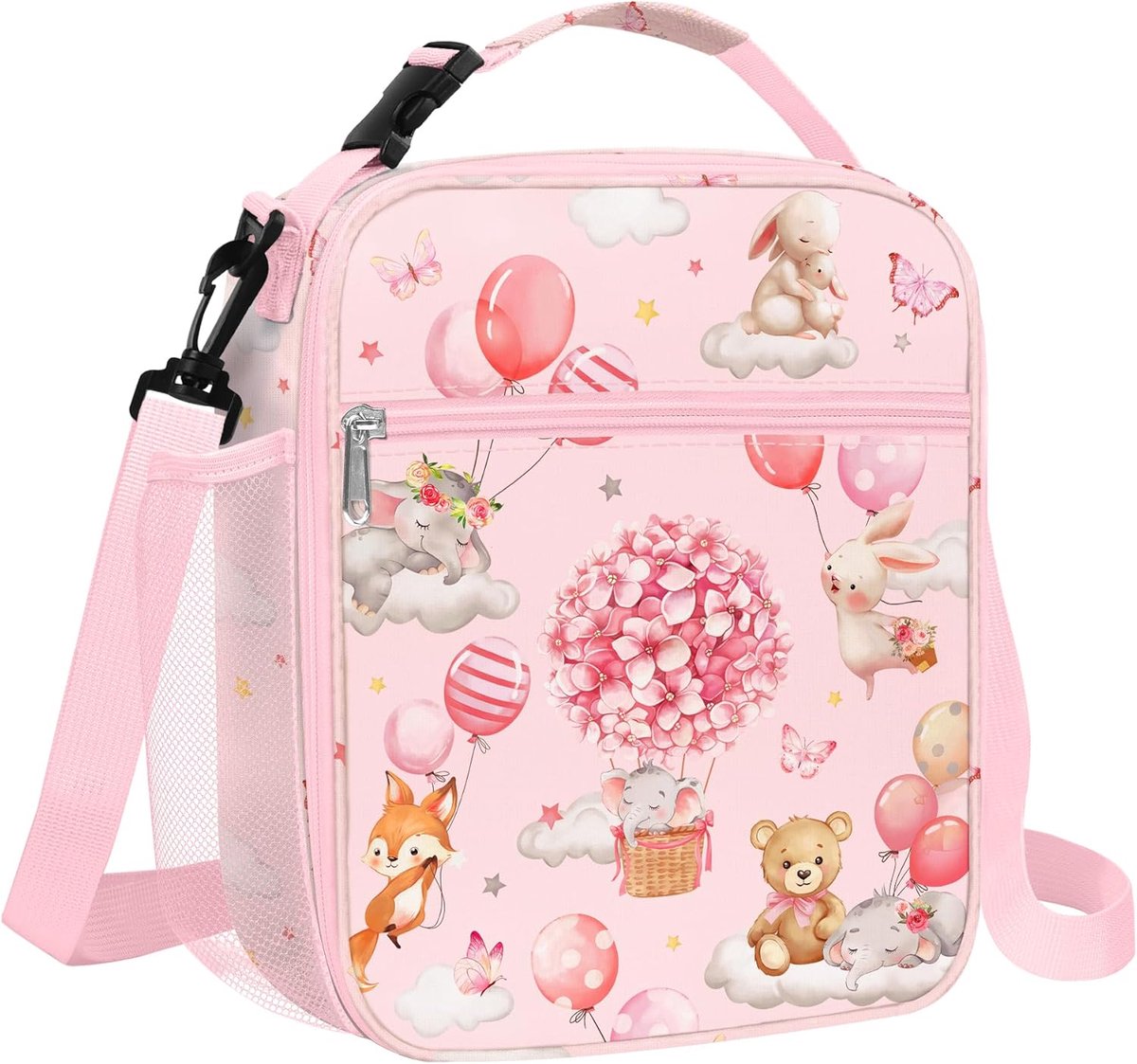 SnelShoppen - Grote Roze Geïsoleerde Lunchtas voor Meisjes - Thermische Koeltas met Cartoon Dieren - Perfect voor Picknicks, School en Dagjes Uit