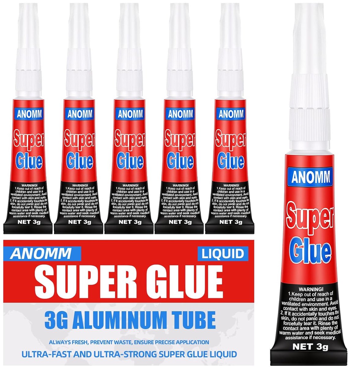 SnelShoppen - Pack van 6 Super Lijm Tubes 3 g - Universele Superglue voor Plastic, Rubber, Leer, Metaal, Keramiek en Glas - Voorkomt Verstoppen van No
