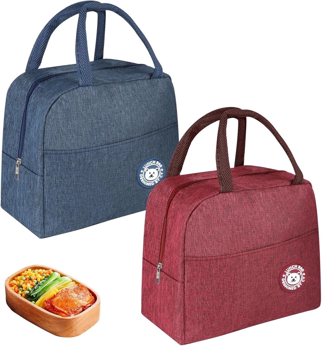 SnelShoppen - Cooler Bag Small 7L Geïsoleerde Lunch Tas met Folie Binnenkant Blauw Rood Thermische Koeltas Vouwbare Picknicktas voor School, Kantoor,