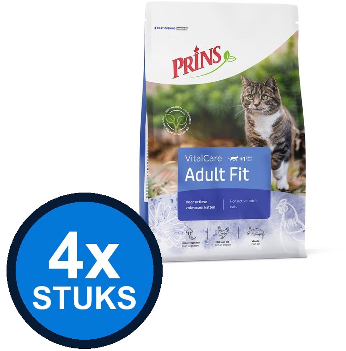 4x Prins - VitalCare adult fit 1,5kg - Kattenvoer - 1.5 kg
