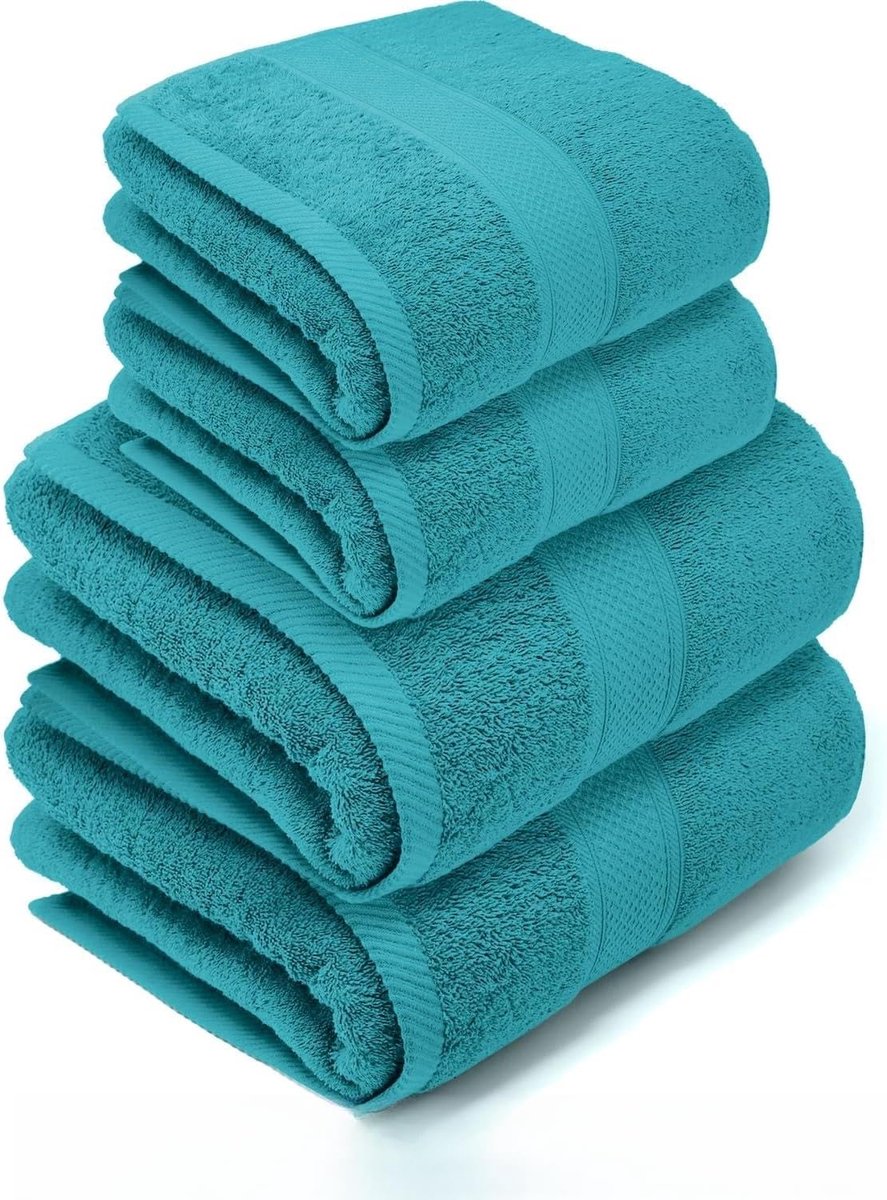 SnelShoppen - Luxe Badhanddoeken Set - 4-delig - 2 Washandjes (50 x 90 cm) & 2 Douchehanddoeken (70 x 130 cm) - Premium Katoen 550 gsm - Superzacht &
