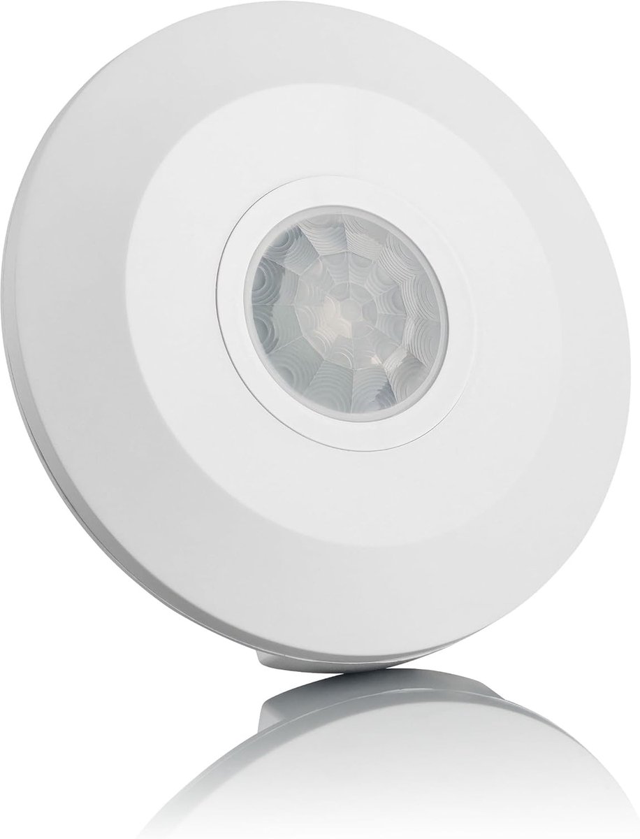 SnelShoppen - Bewegingssensor Binnen, Infrared Sensor 6m, 360°, Plafondmontage, LED Geschikt, Ø115x23.1mm, Energiezuinig, Voor Woonkamer, Keuken, Hal