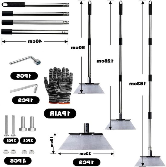 Multifunctionele Tuinschep van 163 cm met Steel, Ideaal voor Tuinonderhoud en Onkruidbestrijding, Schoonmaken van Tuinresten en Mos — afbeelding 5