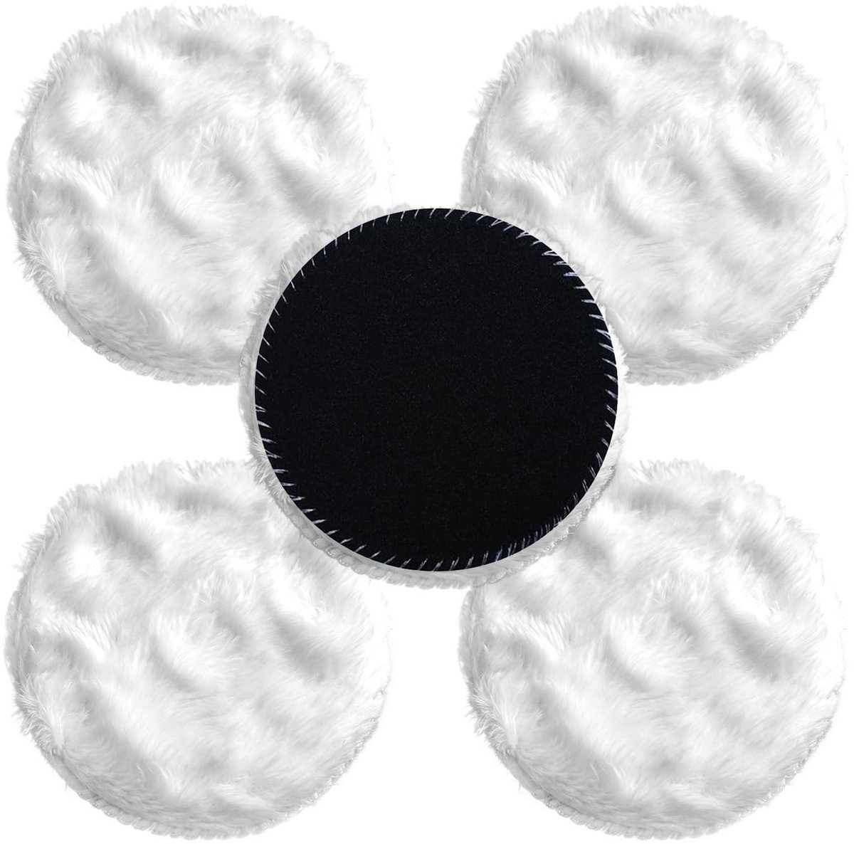 5-delige Polijstschijven Set 125mm voor Boormachine en Polijstmachine | Ideaal voor Auto, Meubels, Schuren en Waxen met Imitatiewol Pads