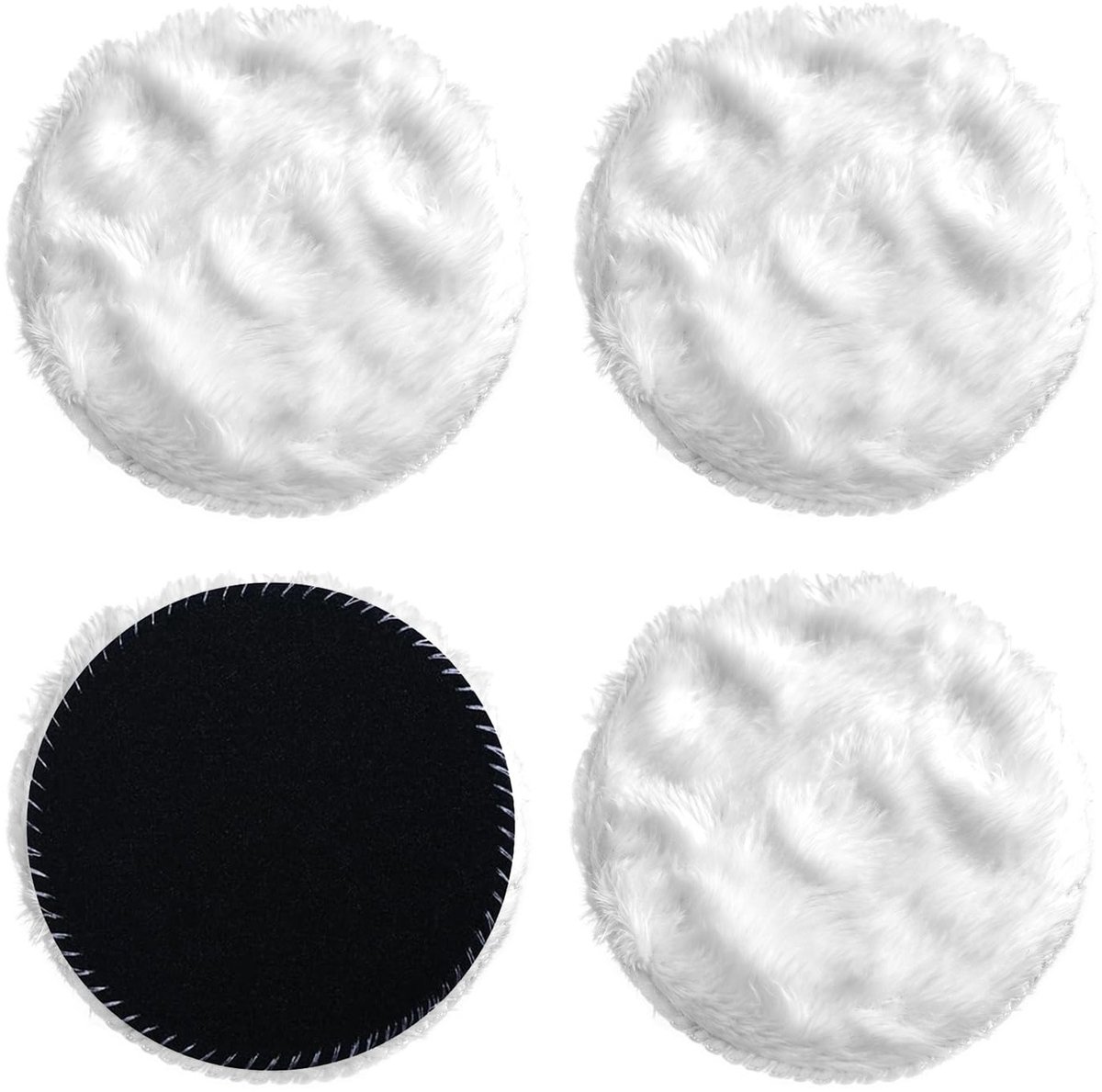 4 Stuks Polijstschijven van Imitatiewol, 125mm Polijstpads voor Boormachines en Dual Action Polijstmachines | Zachte Poetsschijven met Klittenband voor Auto, Meubels en Kleding, Herbruikbaar en Duurzaam