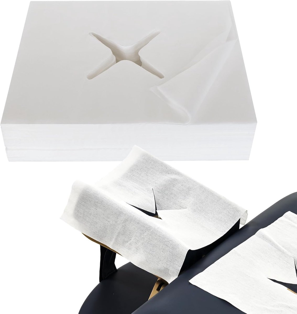 SnelShoppen - 500 Stuks Wegwerp Massage Stoel Pads Hoofdkussen Wegwerp Massage Stoel Neus Swabs Gezichtskussen voor Massage Tafels en Therapie 30x30cm