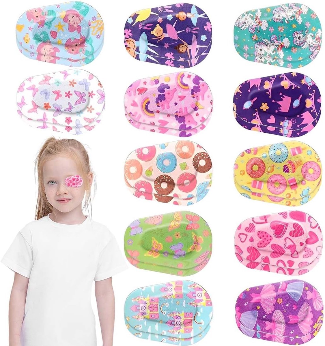 SnelShoppen - 24Pcs Zelfklevende Oogpleisters voor Kinderen - Amblyopie Oogmaskers met Schattige Dieren Cartoon Prints - Ademend en Comfortabel - Gesc