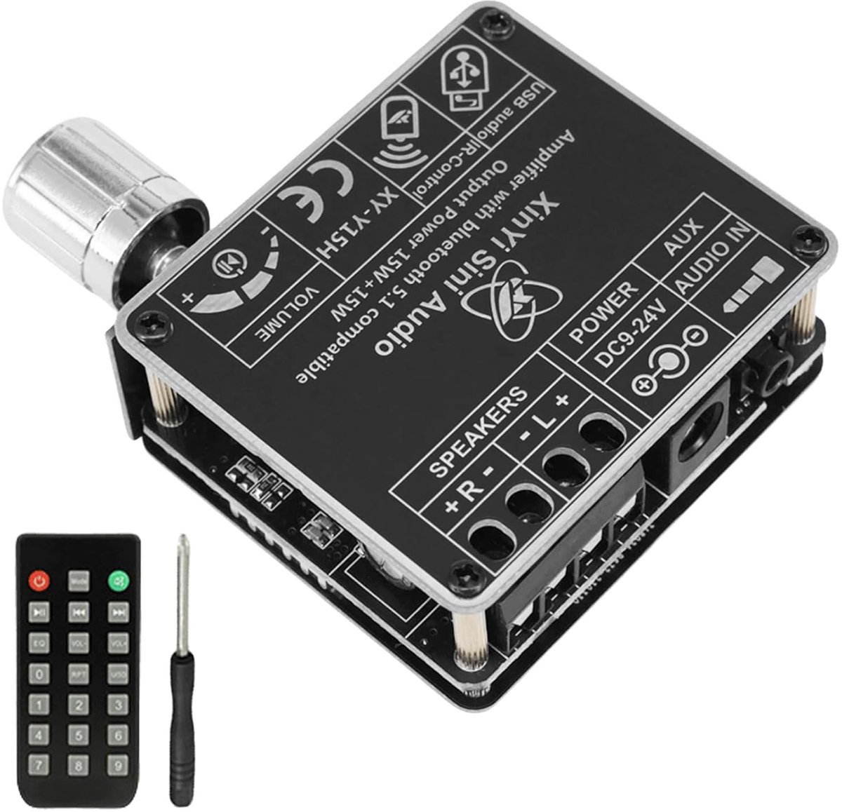 SnelShoppen - Bluetooth Versterker Kaart 2 x 50W HiFi Stereo Mini Digitale Versterker met Afstandsbediening voor Thuisbioscoop, DIY Speakers en Meer -