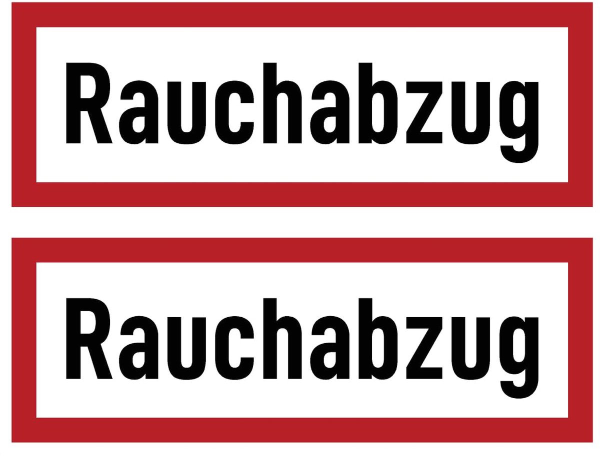 SnelShoppen - Sticker 74x210mm, 2 stuks - Rookafzuiging - Brandveiligheid - Waarschuwingssignaal voor brandbescherming en gebruiksinstructies - DIN 40