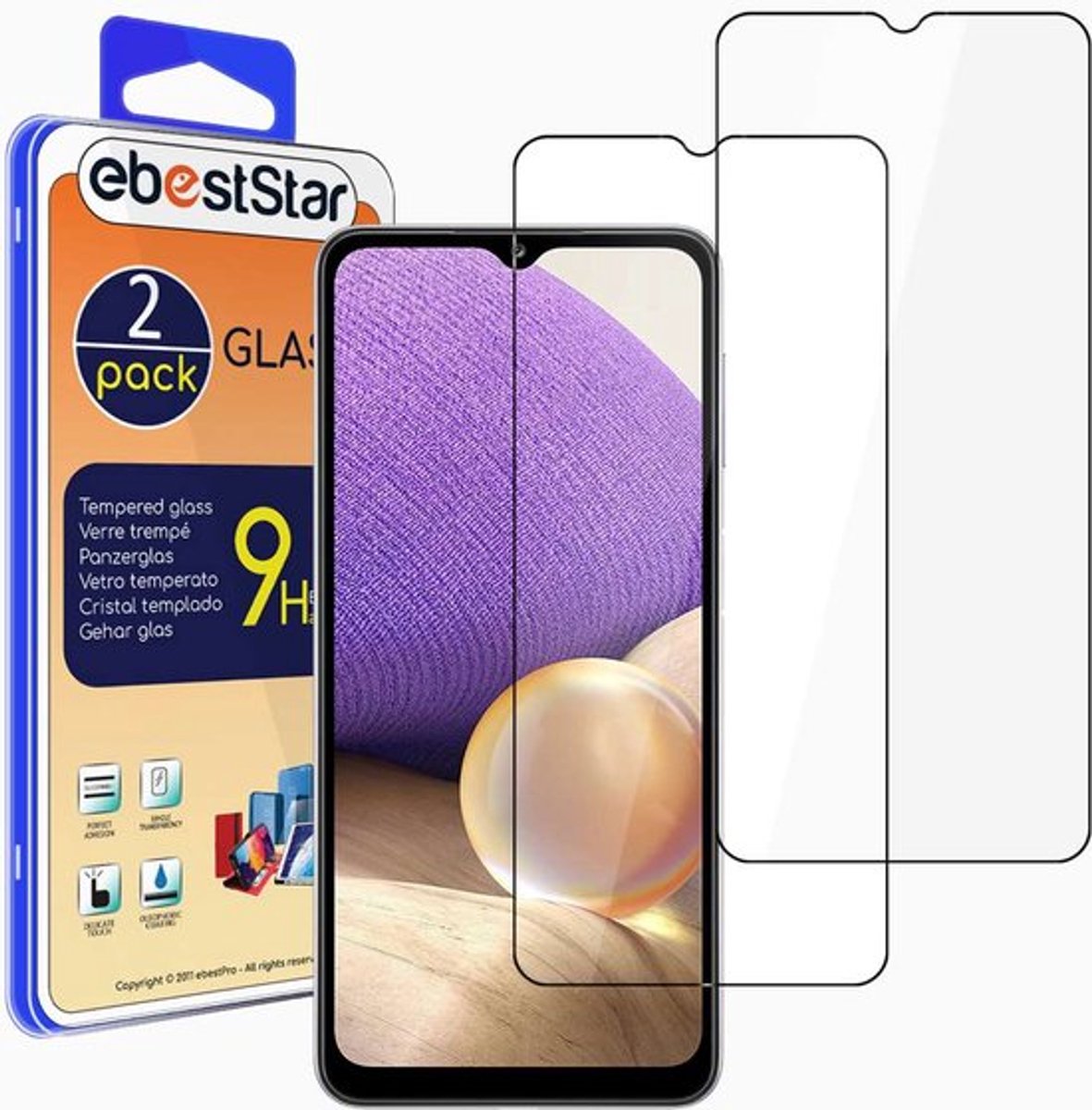 ebestStar - {2 Stuks} Gehard glas geschikt voor Samsung Galaxy A32 5G, Screen Protector Cover, Schermbeschermer Tempered Glass