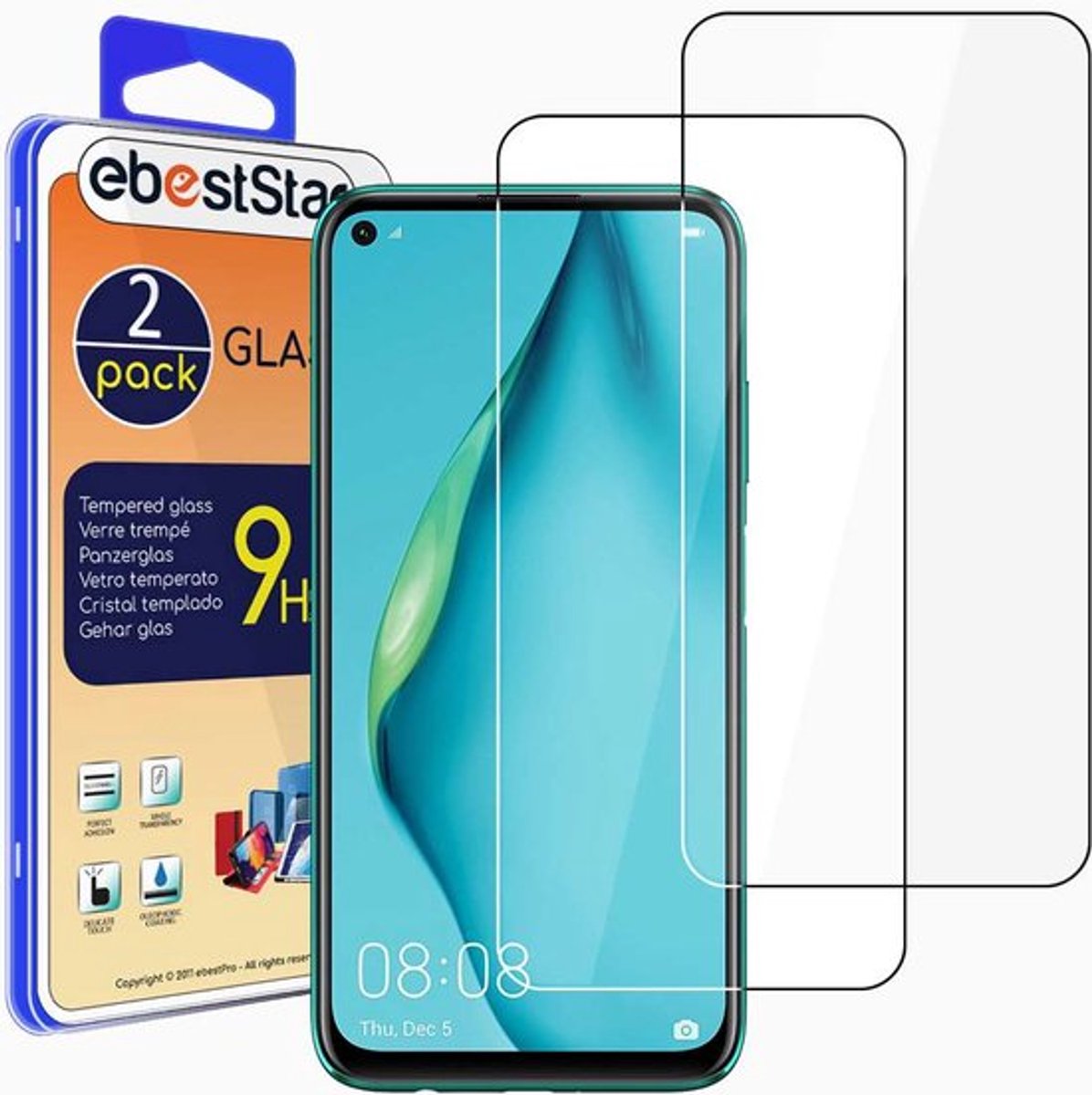 ebestStar - {2 Stuks} Gehard glas geschikt voor Huawei P40 Lite (2020), Screen Protector Cover, Schermbeschermer Tempered Glass