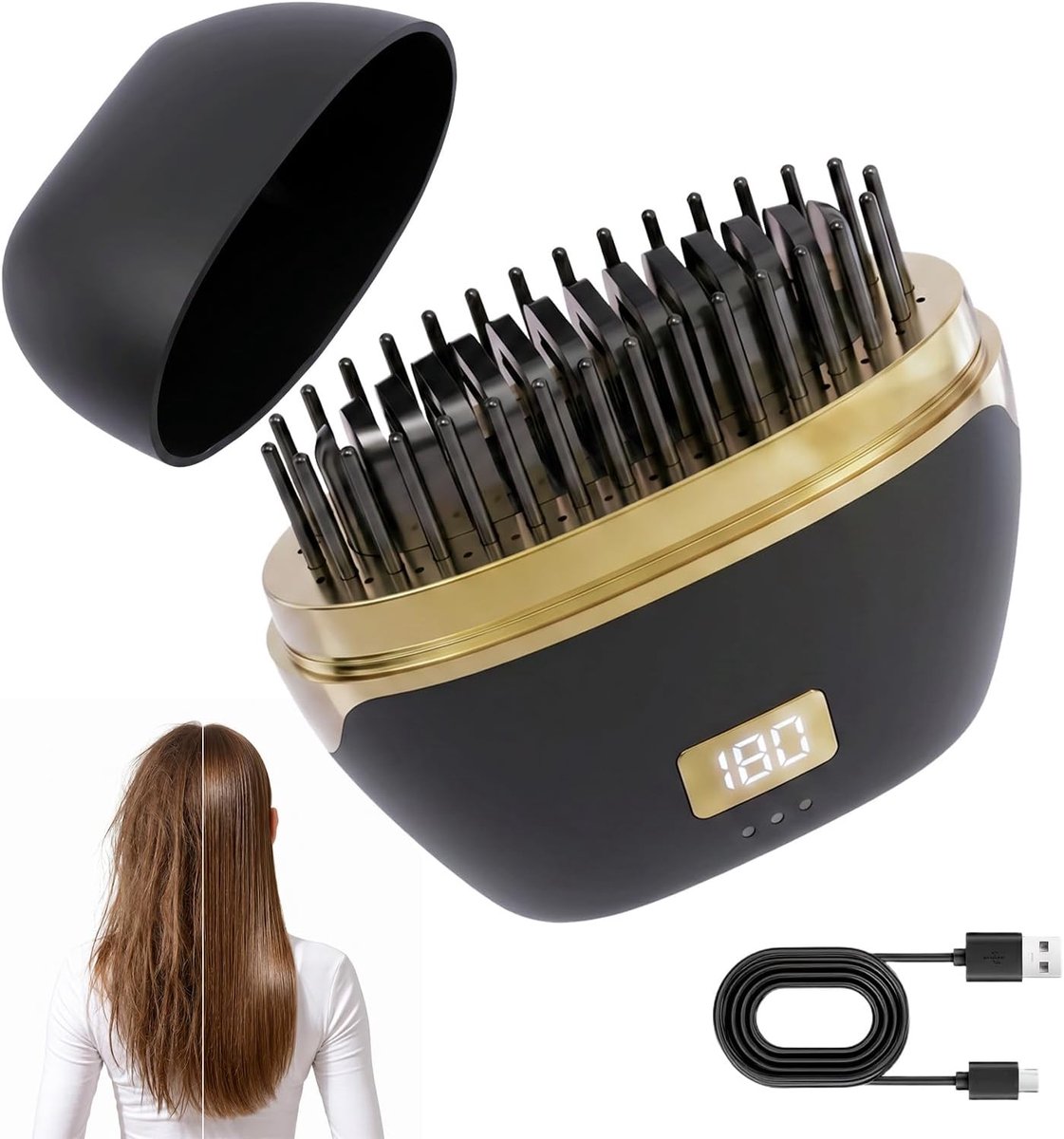 SnelShoppen - Draadloze Mini-Stijltang - Compact en Lichtgewicht - 3 Temperatuurniveaus - Zwart - Perfect voor Reizen, Feestjes en Thuisgebruik