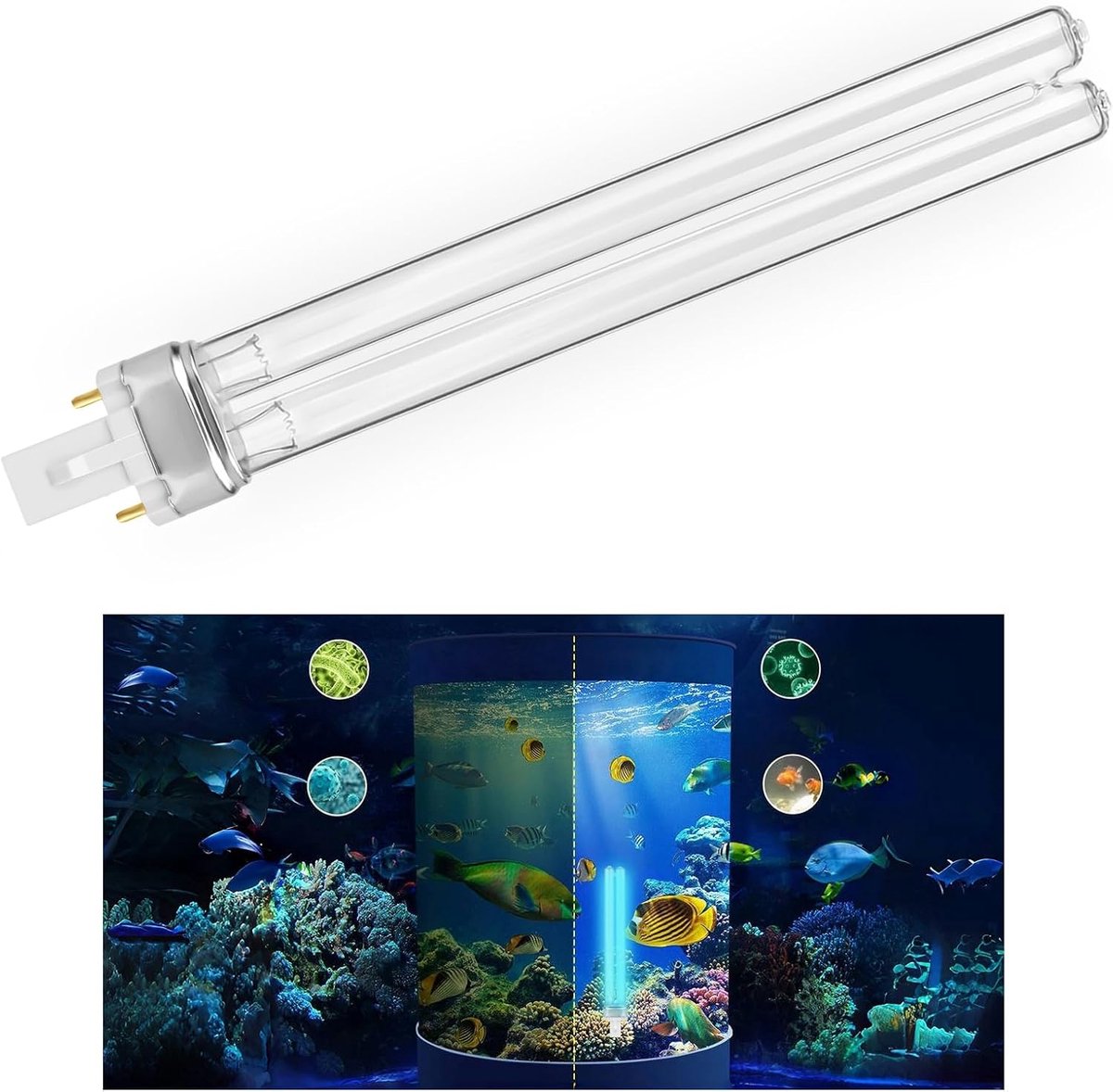 SnelShoppen - 2x11W UVC Ultraviolet Lamp voor Vijverfilters en Aquariums - G23 PLS Vervangingslampen - Disinfectie en Filtering voor Tuin en Visvijver