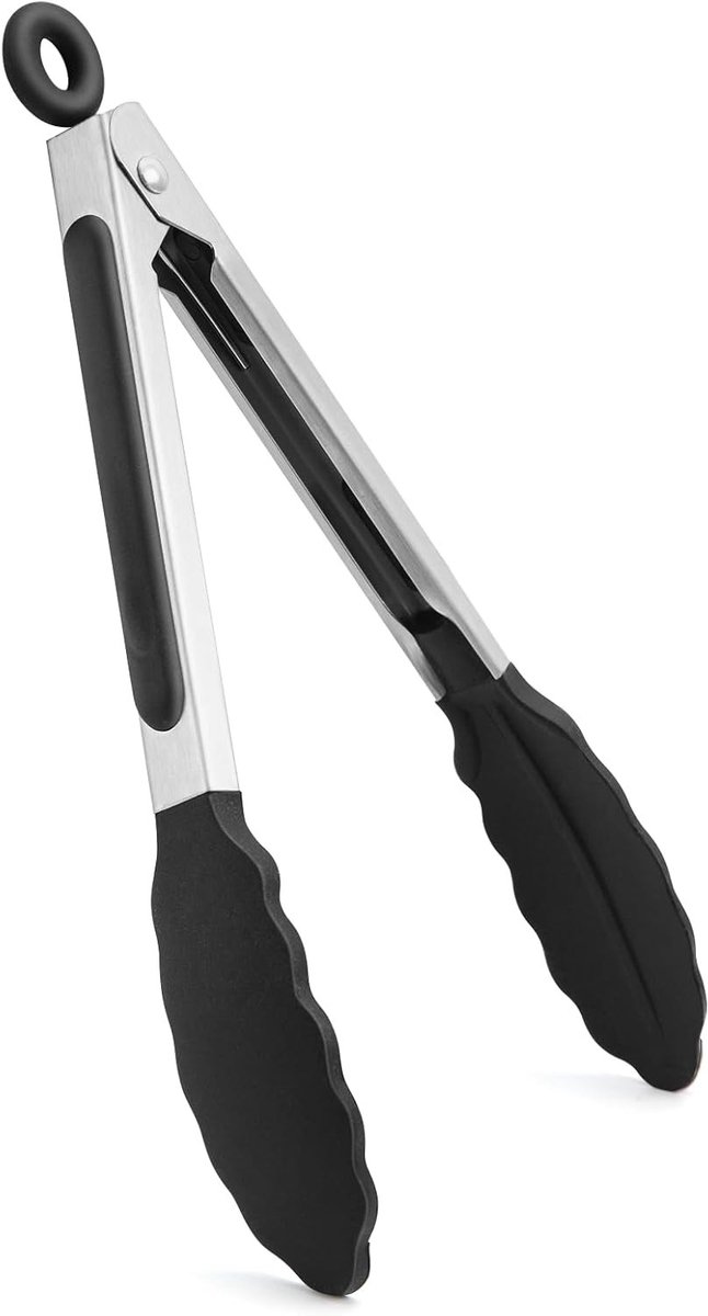 18 cm Grilltangen voor Koken en Grillen - Hittebestendig, RVS en Siliconen, Ideaal voor Vlees en Noodles