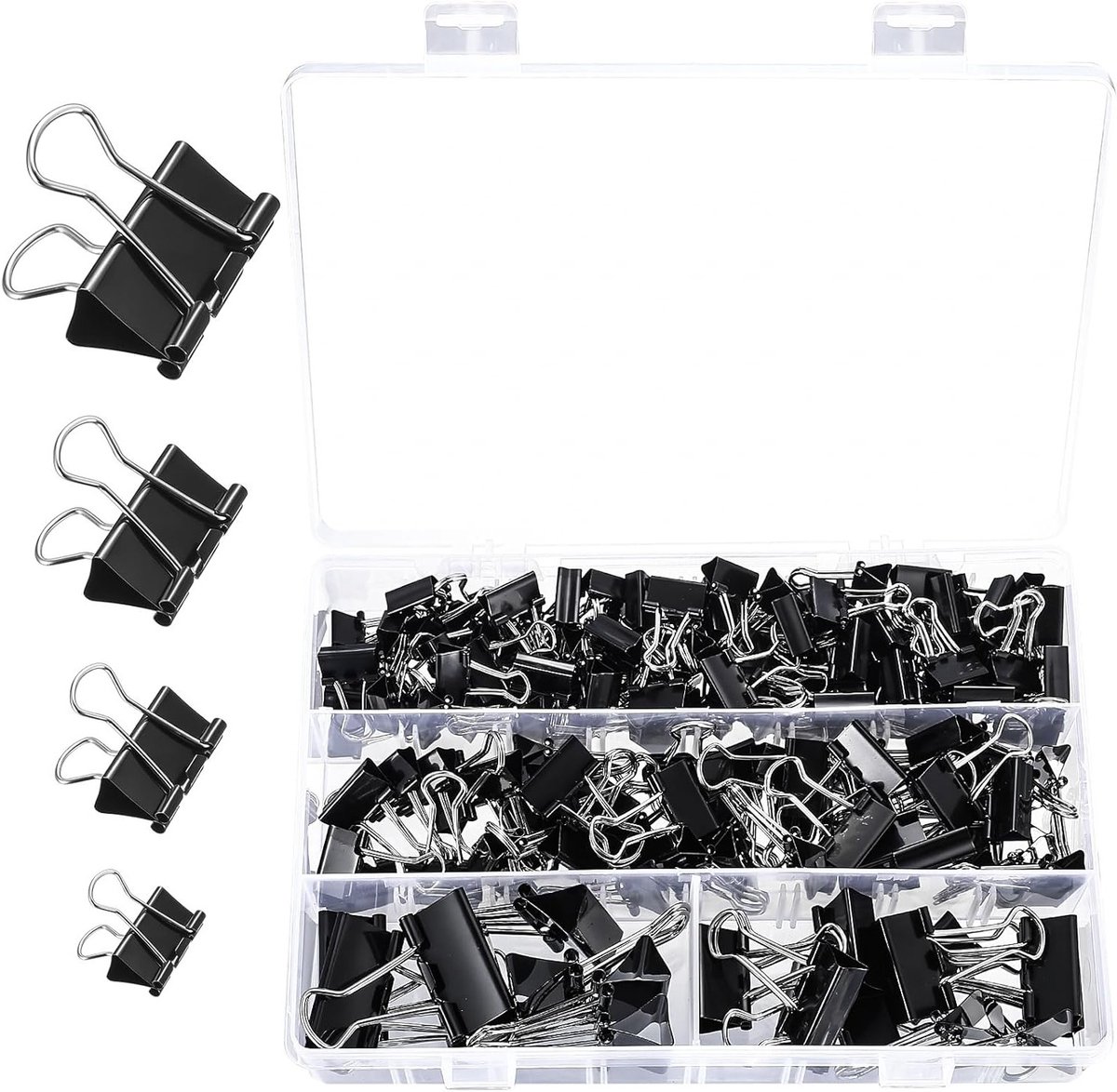 Verschillende Maten Foldback Clips - 180 Stuks Metalen Klemmen voor Kantoor, Documenten en Notities