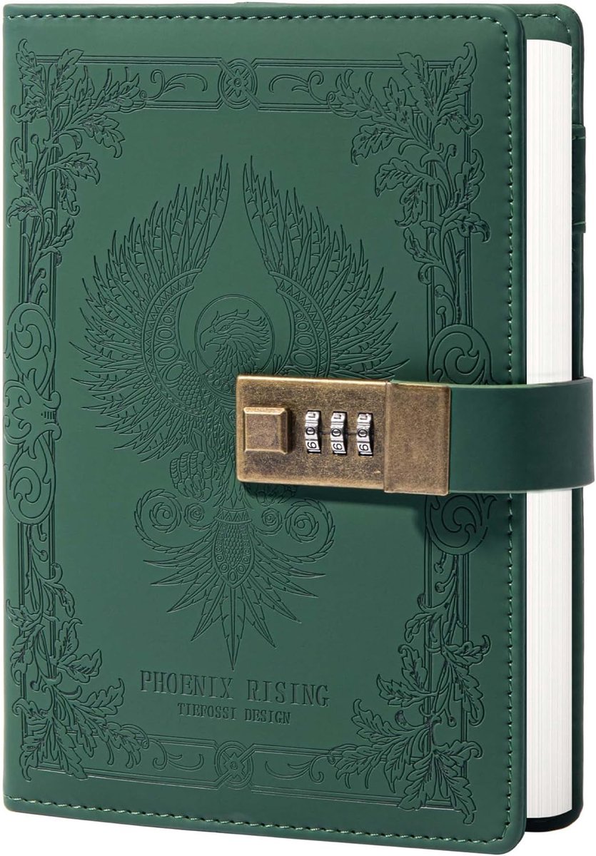 SnelShoppen - Vintage Leer Notitieboek met Slot B6 - Refillable Journal met Lijnen - Groene Reisnotitieboek voor Jongens, Meisjes en Volwassenen - Per