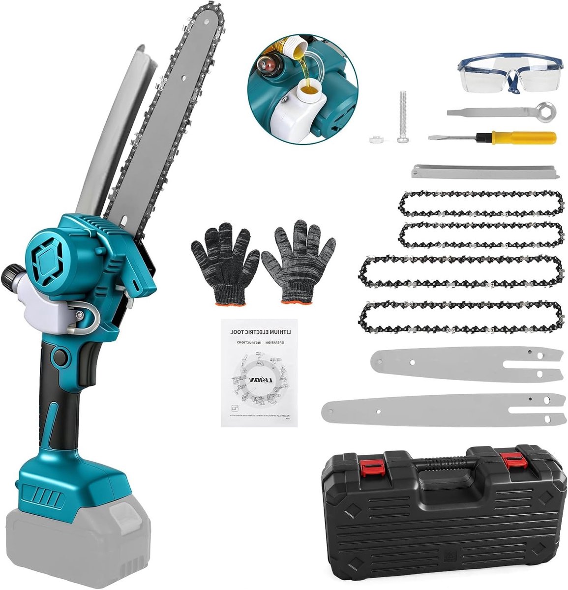 Krachtige Mini Kettingzaag 6 en 8 Inch, Elektrische Handzaag voor Tuin en Houtbewerking, Verbeterde Kettingolievoorziening, Ideaal voor Tuinonderhoud en Houtsnijden