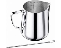 Roestvrijstalen melkkan van 350 ml voor het perfect opschuimen van melk, ideaal voor cappuccino, latte en espresso met latte art accessoires