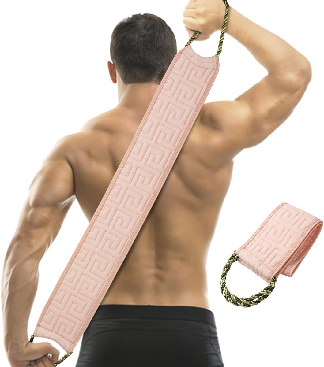 SnelShoppen - LOPHE Back Scrubber Exfoliërende Doucheborstel voor Rug, Dubbelzijdige Badkwast, Huidverzorging, Roze, Ideaal voor Thuis en Wellness