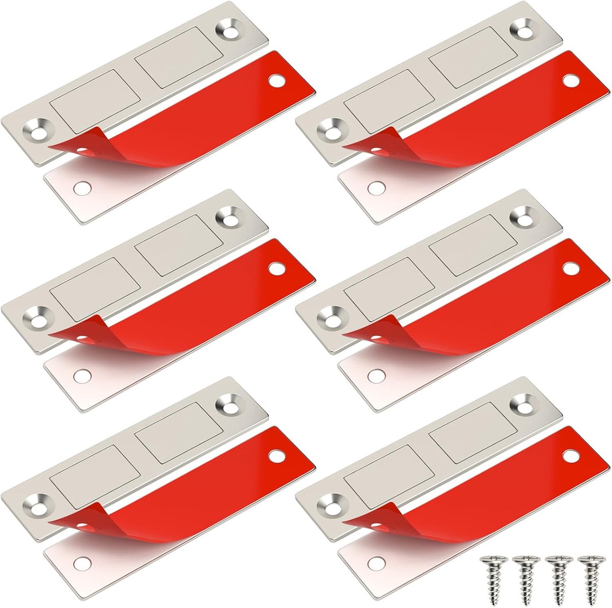 SnelShoppen - 6 Pcs Ultra Dunne Magneten voor Kastdeuren, Sterke Magnetische Sluiter voor Laden, Dubbele Magneten, Sloten voor Meubels en Keuken, Tot