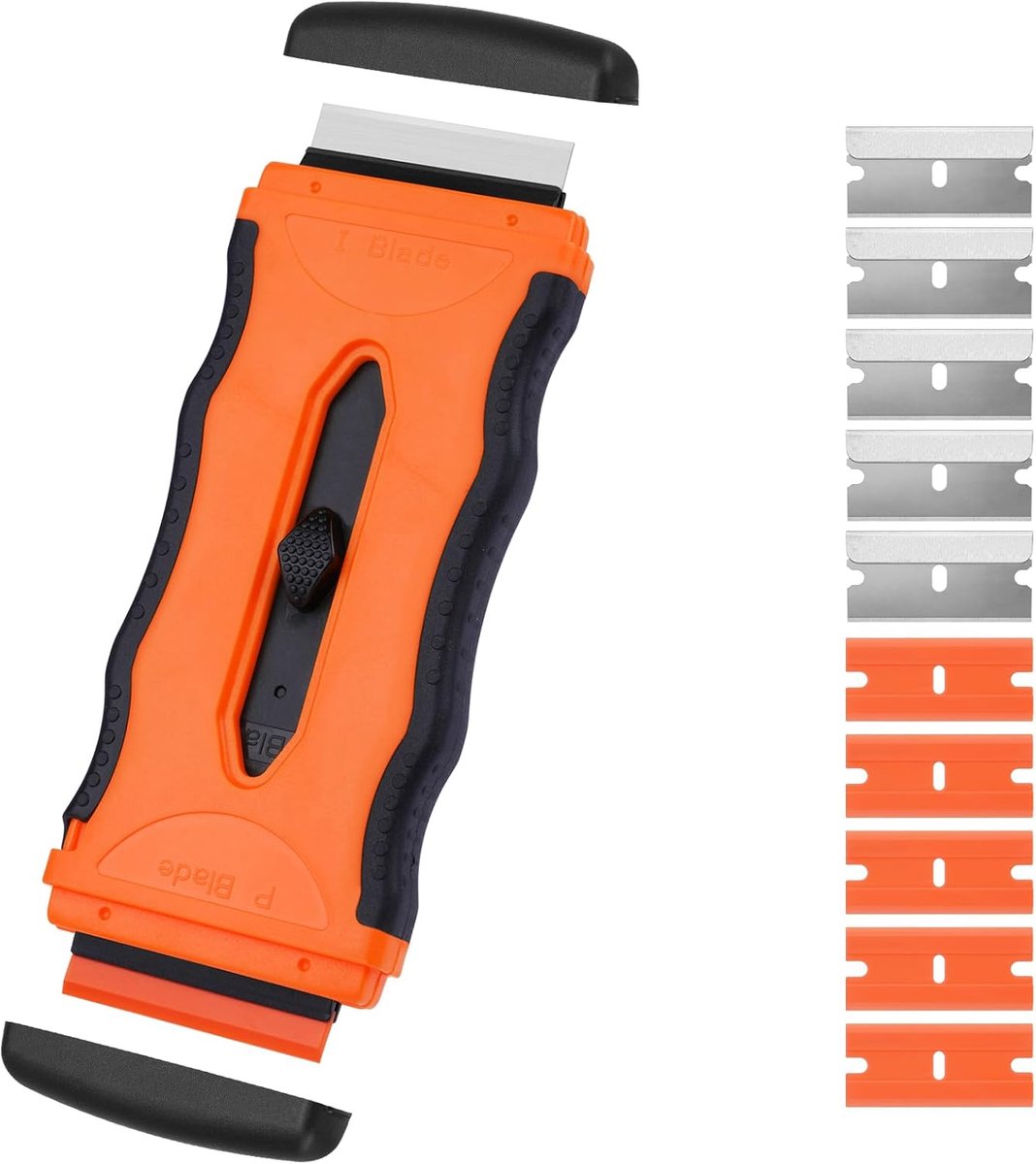 SnelShoppen - Flintronic Keuken Schraper Set met 10 RVS en Plastic Bladen voor Keramische Vloeren, Glasschraper, Keukenaccessoires, Schraper voor Glad