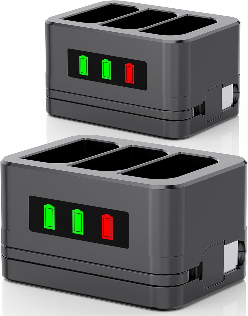 SnelShoppen - 2pcs 3-Slot Acculader/Laadstation voor Ring Deurbellen en Camera Batterijen, LED Display, Compatibel met Video Deurbellen 2/3/4/3Plus/Sp