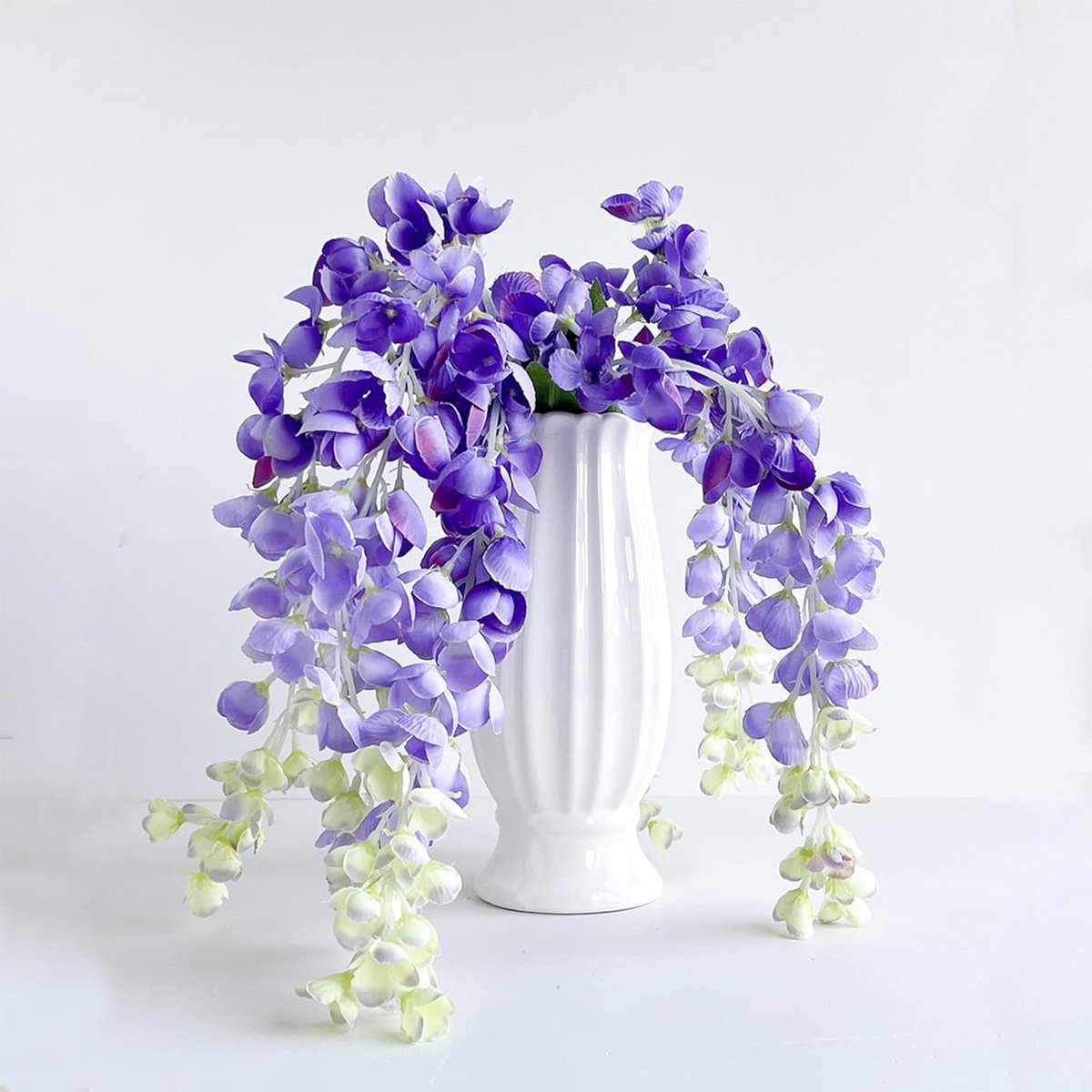 SnelShoppen - Wisteria Kunstbloemen Boeket - Kunstbloemen Decoratie - Drie Takken Perzikkleurige Wisteria Bloemen voor Vazen - Perfect voor Bruiloft,