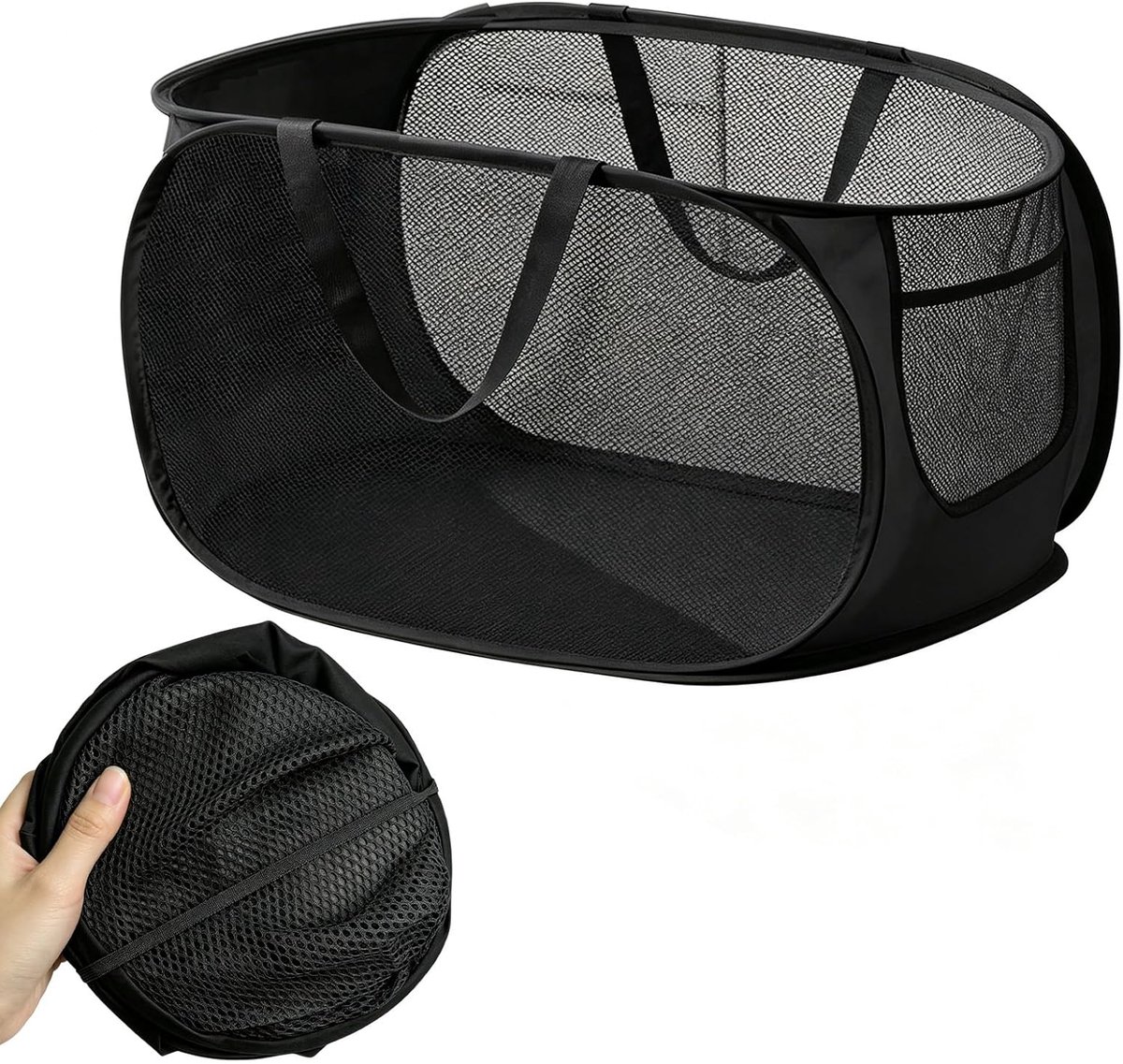 SnelShoppen - Opvouwbare Wasmand 70L - Vuile Wasmand met Handgrepen - Pop-up Wasmand - Grote Capaciteit - Draagbaar en Opvouwbaar - Voor Wasruimte, Hu