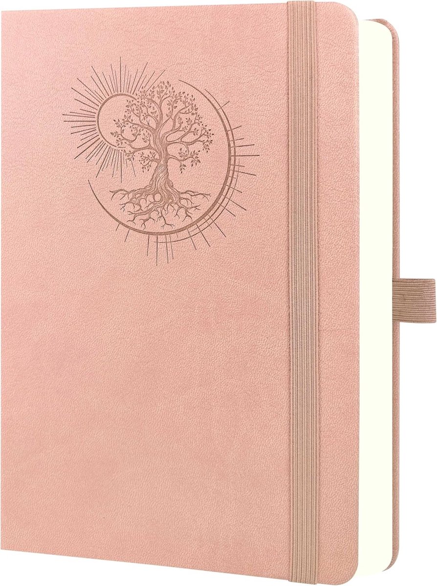 SnelShoppen - B5 Notebook met Levensboom Design - 300 Pagina's, 100 g Papier, PU Cover, Elastische Band, Penhouder, 3 Boekenleggers - Ideaal voor Werk
