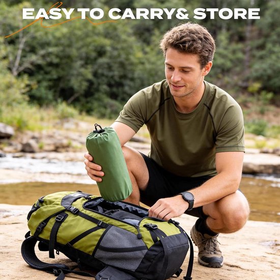 SnelShoppen - Opblaasbaar Camping Slaapmat met Kussen, Waterdicht en Scheurvast 50D Nylon, Enkel Luchtbed met Ingebouwde Voetenpomp, Olijfgroen, 190x6 van Snelshoppen — afbeelding 5