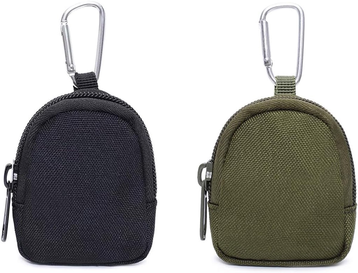 SnelShoppen - 2 Pcs Coin Purse Mini Wallets met Rits - Sleutelhanger Tasjes voor Munten, Sleutels en Hondensnacks - Duurzaam Nylon - Compacte Maat 8.5