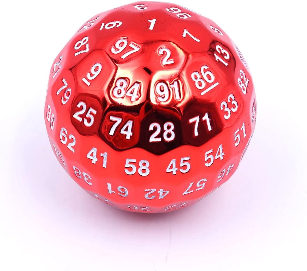 SnelShoppen - DollaTek Metalen Polyhedral Dobbelstenen 100 Zijden 50mm - Rood - Perfect voor Dungeons & Dragons DND en Bordspellen