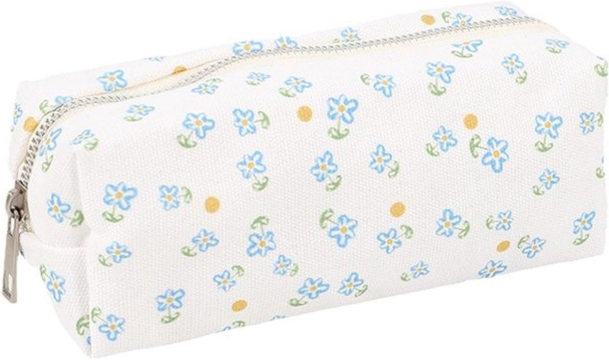 Multifunctionele Pennenhouder voor Tieners, Schattige Cartoon Tas voor Sleutels en Speelgoed, Draagbaar en Handig (Wit, Blauw)