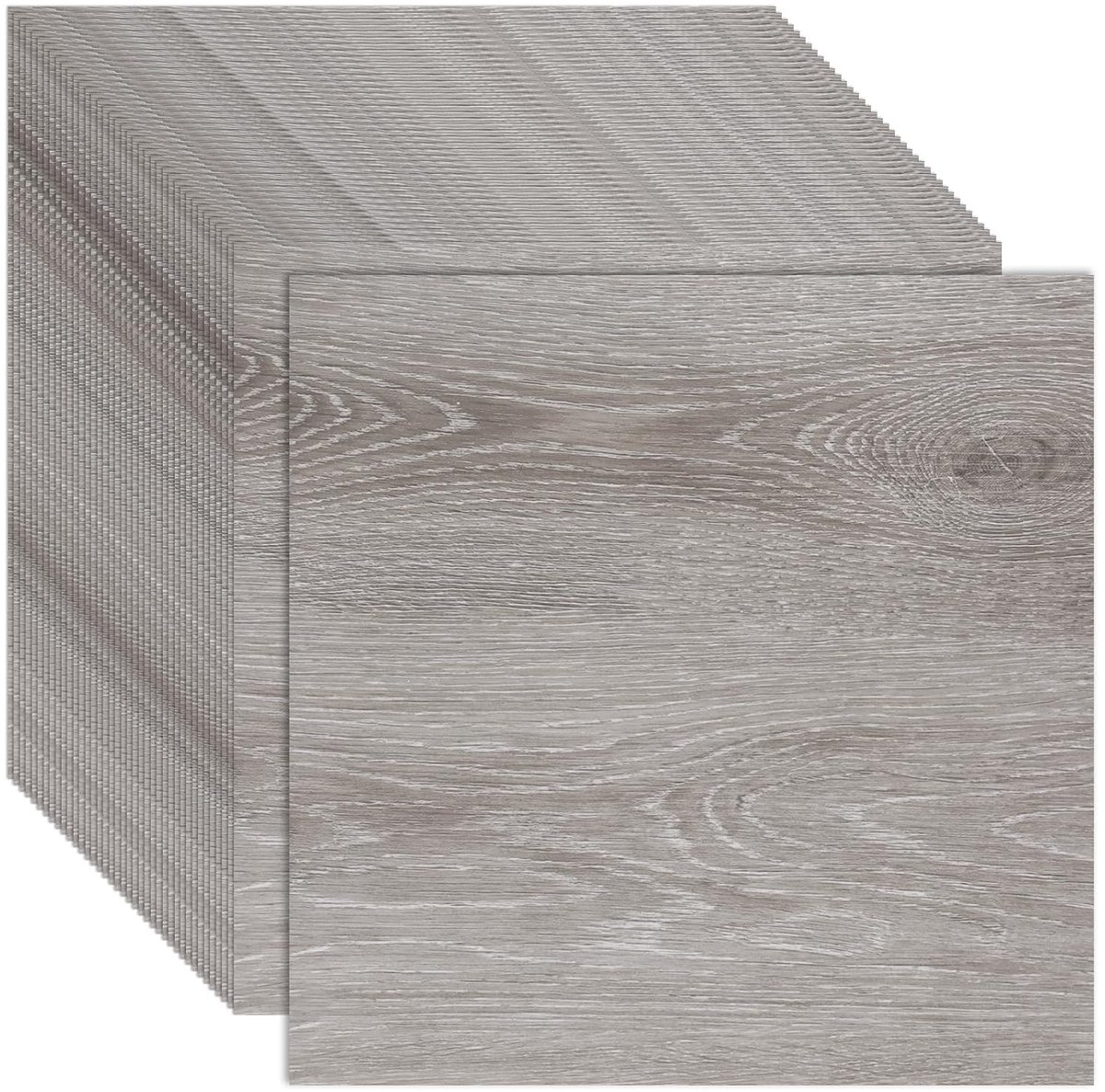 SnelShoppen - 40 Stuks Zelfklevende Vinyl Vloertegels, Grijs Houtlook, 30 x 30 cm, PVC Vloer voor Keuken, Badkamer en Woonkamer, Waterdicht en Ideaal