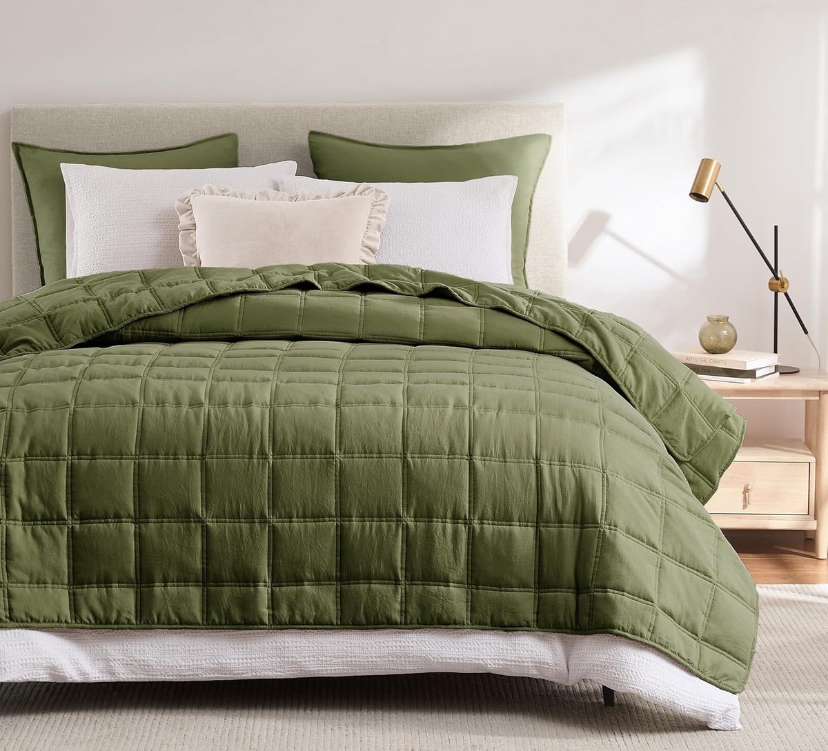 SnelShoppen - Bedsprei 300 x 270 cm - Groene Microfiber Plaid - Zachte Dekbedovertrek voor Bed, Bank, Sofa - Oeko-Tex Goedgekeurd - Ideaal voor Lente
