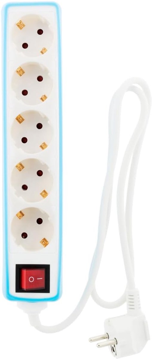 SnelShoppen - 5-Way Schuko Stekkerdoos 16A met Ingebouwde Schakelaar, Schokbestendige Siliconen Jacket, 3680W, 1.5 m Kabel, Verkrijgbaar in Grijs, Tau