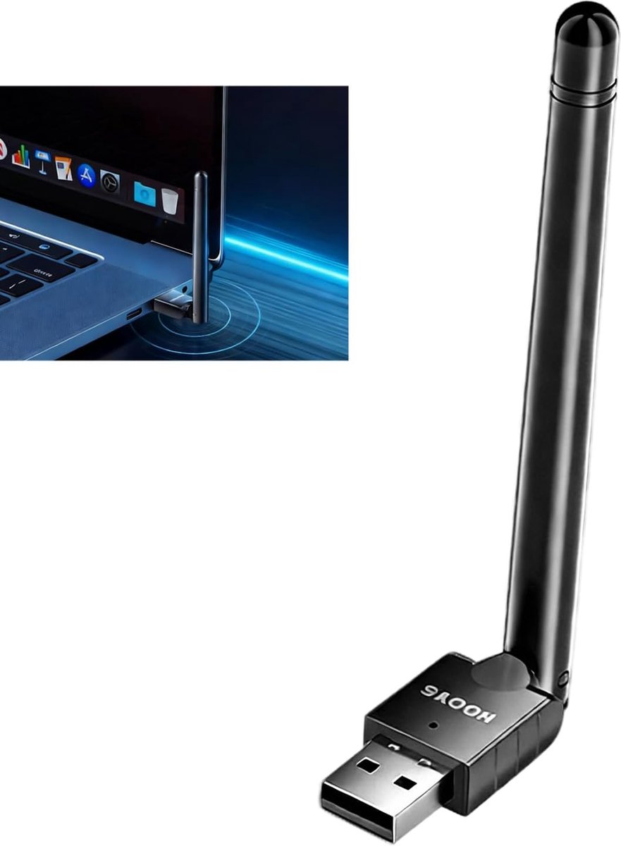 SnelShoppen - Bluetooth 5.3 Antenne Adapter USB Multidirectioneel Draadloos Hoge Snelheid voor PC Laptop Hoofdtelefoon Muis Controller Smartphone Tabl