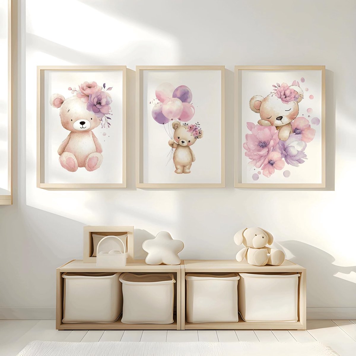 SnelShoppen - 3-Piece Poster Set voor Meisjes - Unicorn, Prinses en Dieren Wanddecoratie - A3 Formaat - Perfect voor Kinderkamer en Nursery - Premium