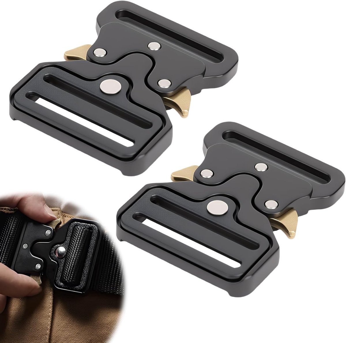 Set van 2 Robuuste Metalen Ceintuursluitingen van 40 mm voor DIY Rugzakken en Tassen, Vervangende Ceintuursluiting voor Mannen en Vrouwen