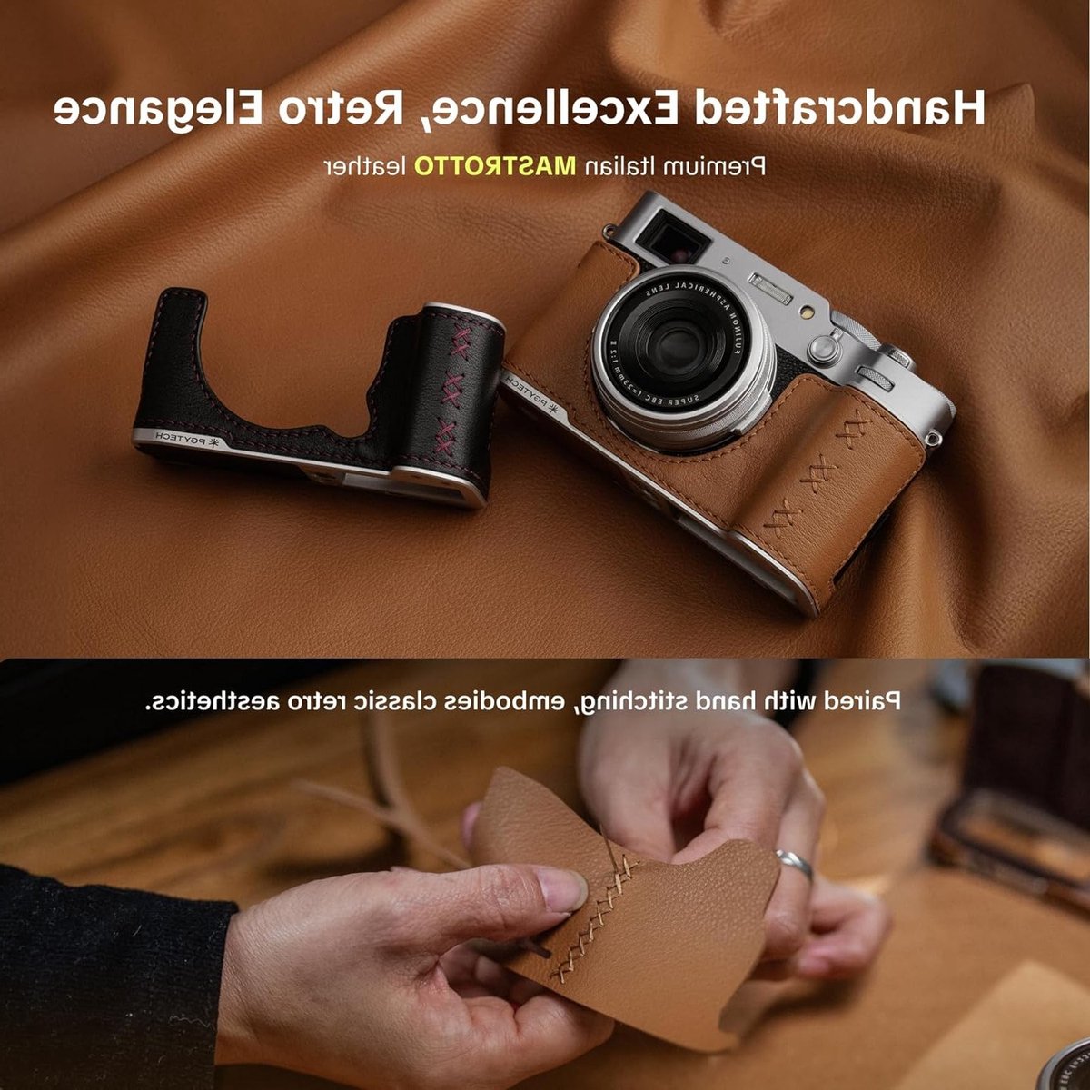 Lederen cameratas voor Fujifilm X-T50 - Bescherming, Stijl en Functionaliteit voor Fotografie thumbnail 2