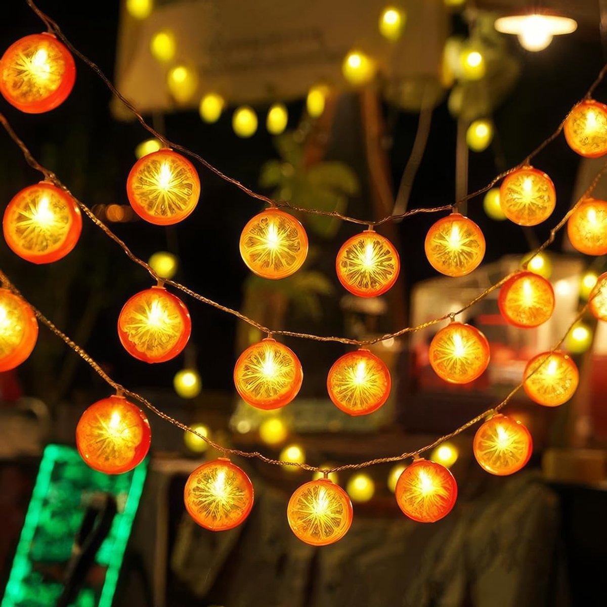 SnelShoppen - Fairy Lights 1,5m 10 LED Oranje Disc Lichten - Batterij Aangedreven Sfeerverlichting voor Tuin, Bruiloft, Pram, Decoratie, Zomer Feest