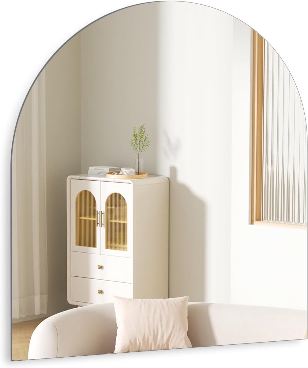 SnelShoppen - HD Arc Wandspiegel 30 x 30 cm, Zelfklevende Glazen Spiegel, Decoratieve Frameloze Halfronde Spiegel, Geschikt voor Badkamer, Slaapkamer,