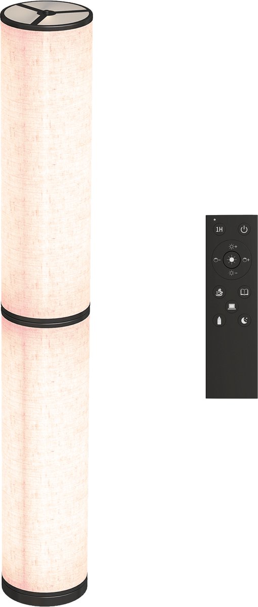 TEKROA® Vloerlamp - LED Dimbaar met Afstandsbediening - Staande Lamp Woonkamer - Magnetische Controller - Ø20x135cm - Beige